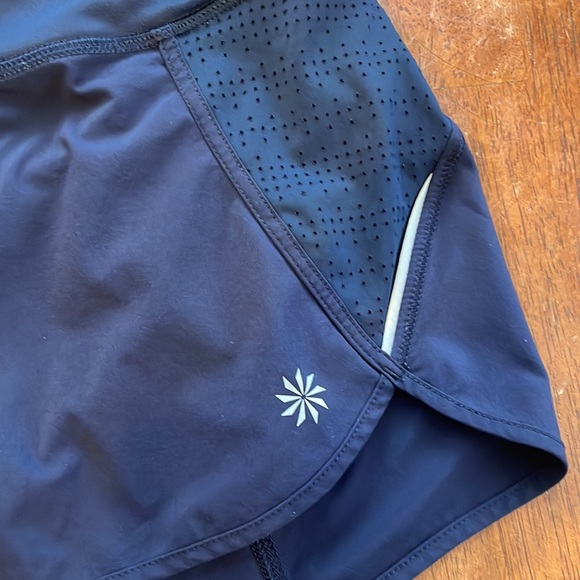 2 pair Athleta track this run short, navy blue/blk - Picture 3 of 11